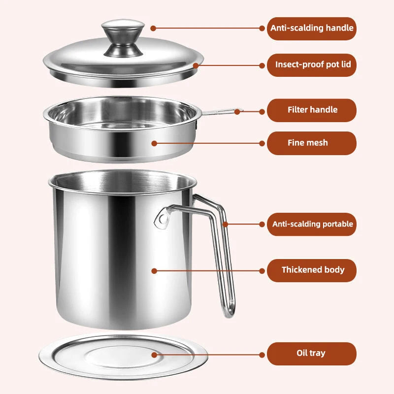 Stainless Oil Strainer Pot