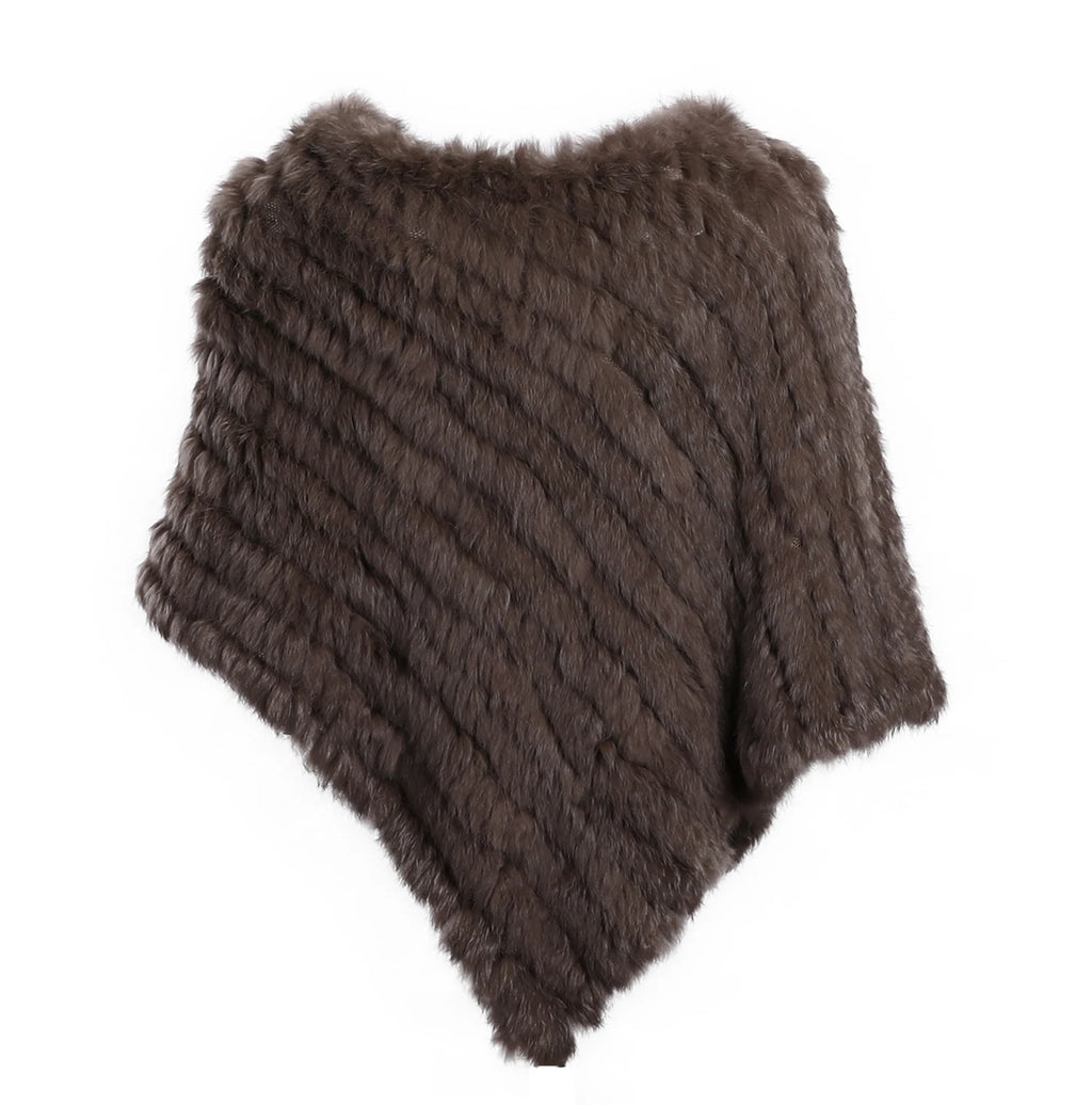 Rabbit Fur Knitted Poncho