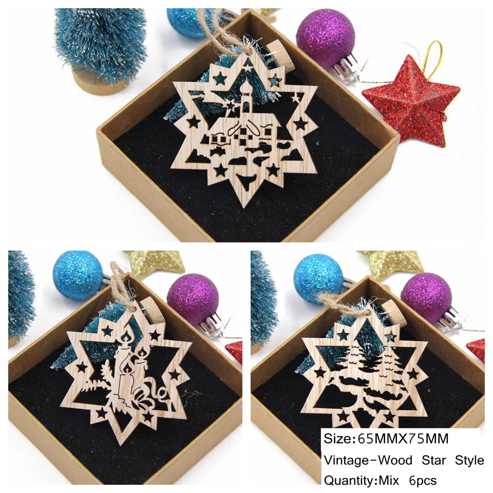 Wooden Christmas Ornament Set