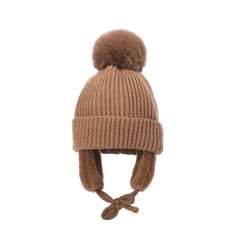 Kids Pompom Earflap Beanie