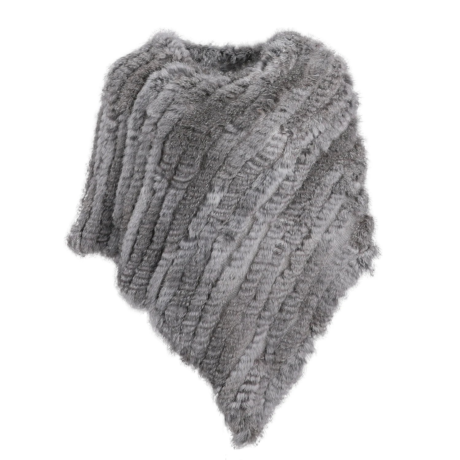 Rabbit Fur Knitted Poncho