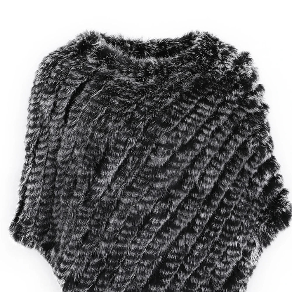 Rabbit Fur Knitted Poncho