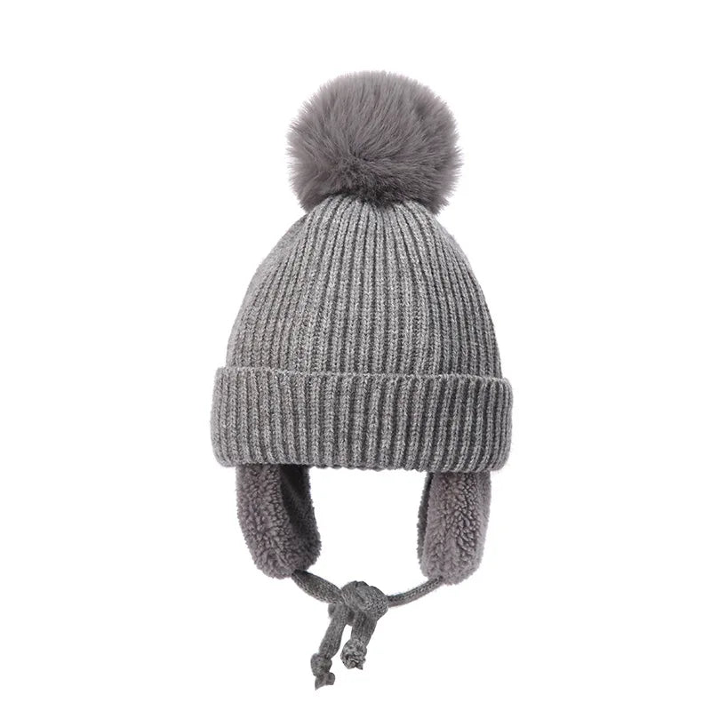 Kids Pompom Earflap Beanie