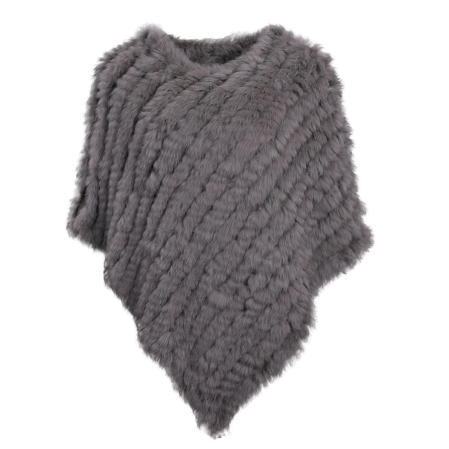 Rabbit Fur Knitted Poncho