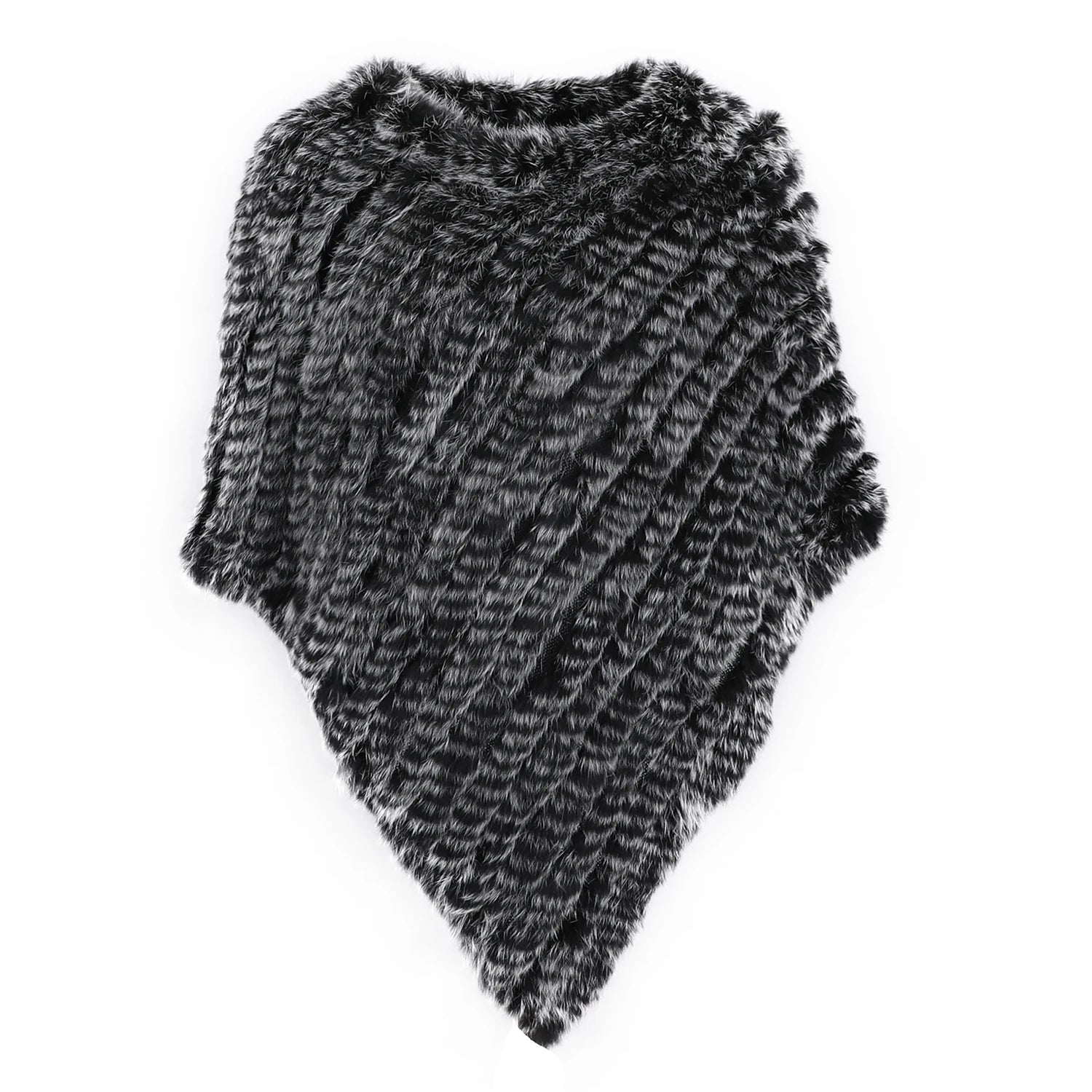 Rabbit Fur Knitted Poncho