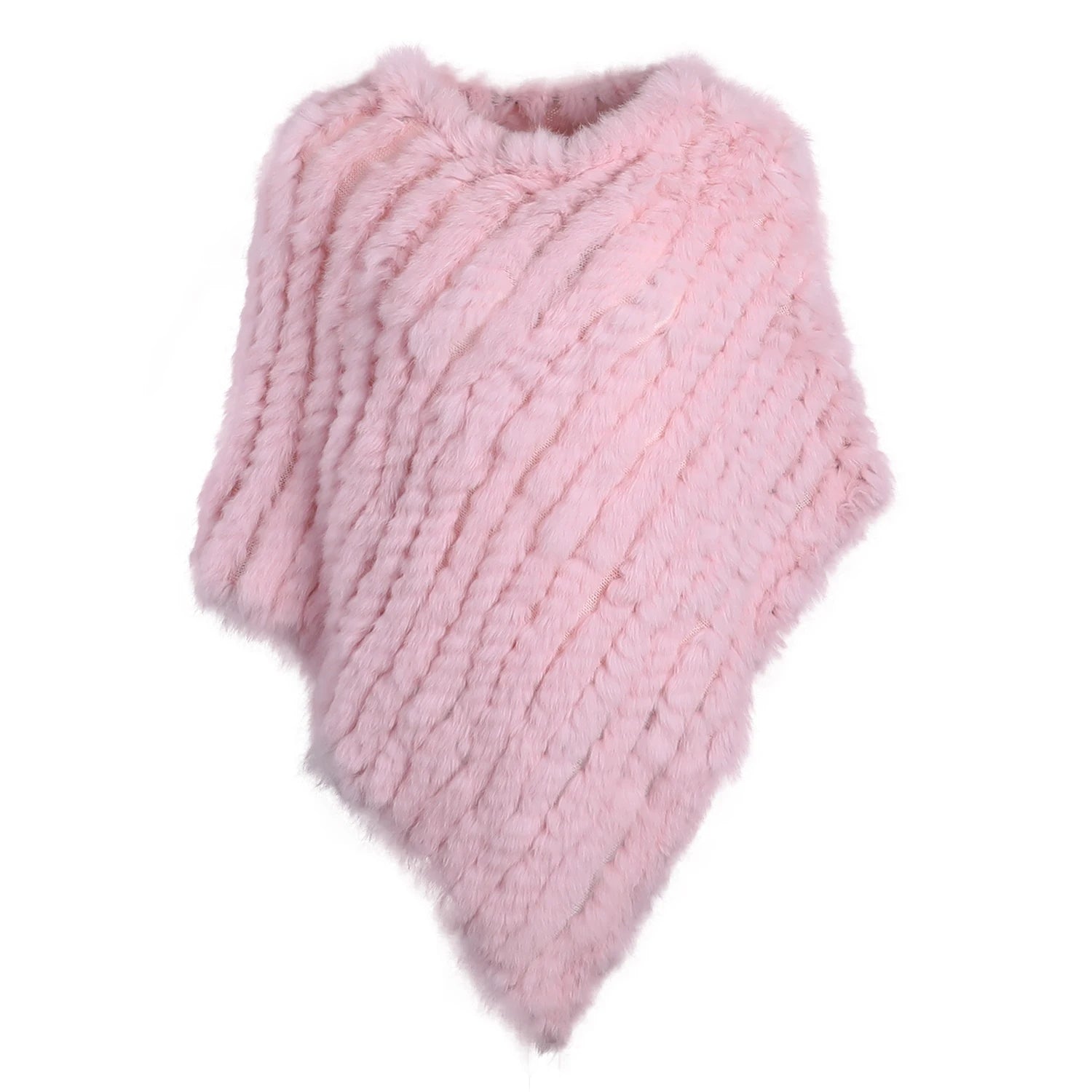 Rabbit Fur Knitted Poncho