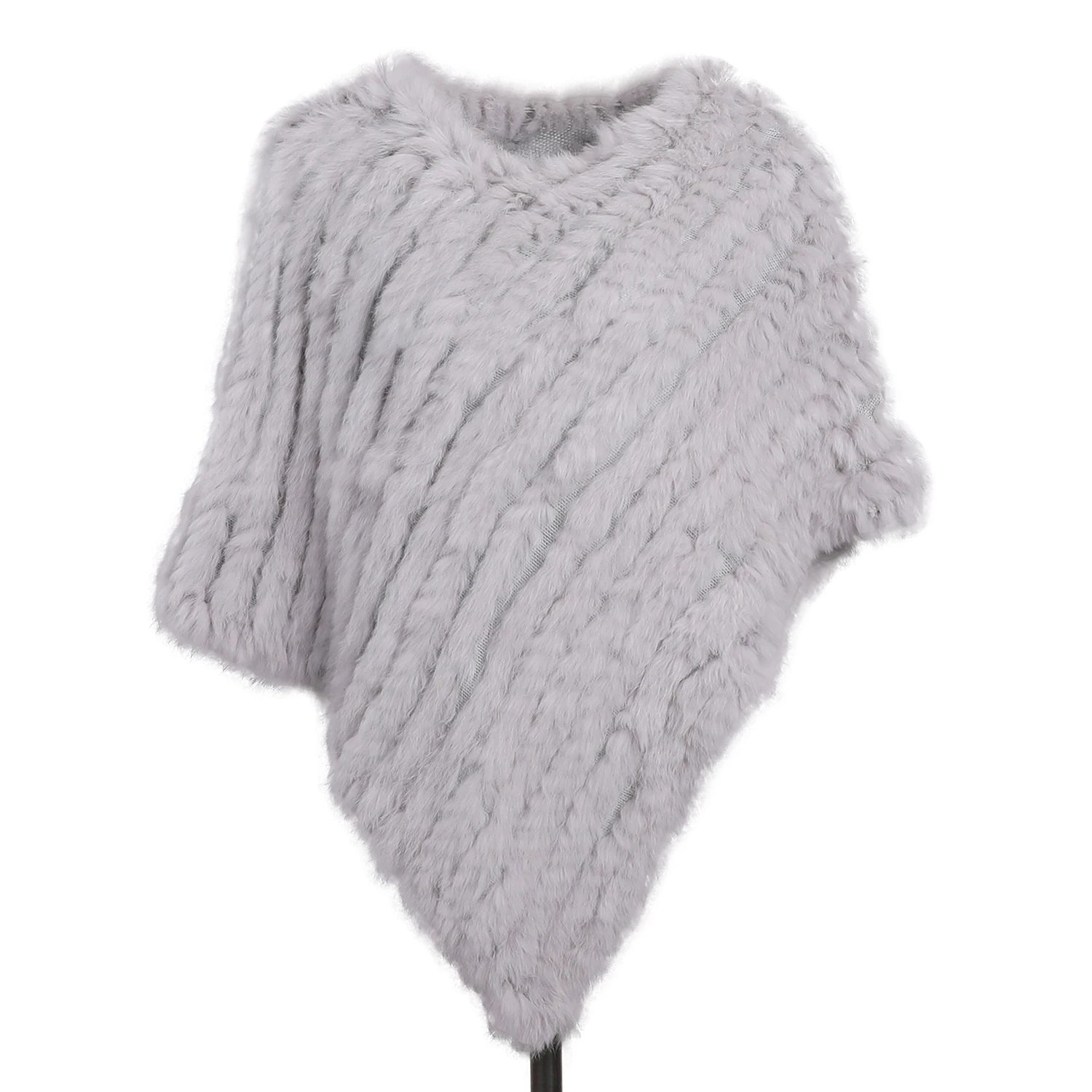 Rabbit Fur Knitted Poncho