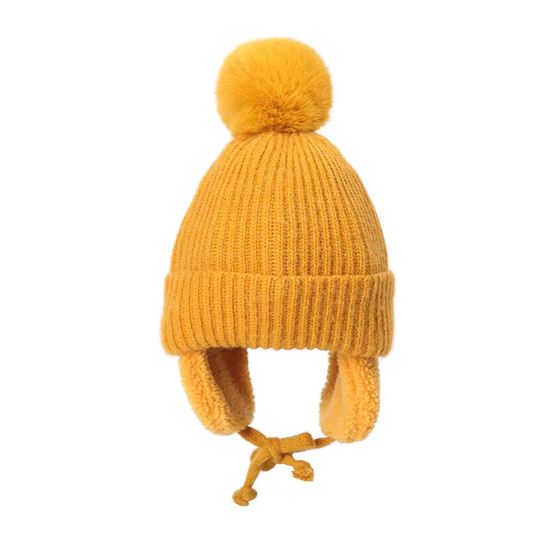 Kids Pompom Earflap Beanie