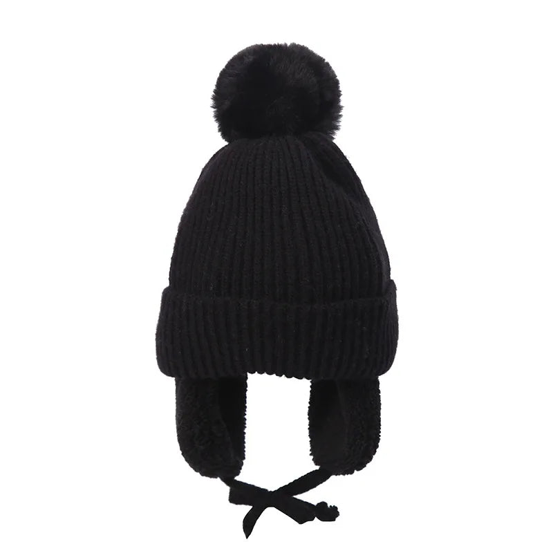 Kids Pompom Earflap Beanie