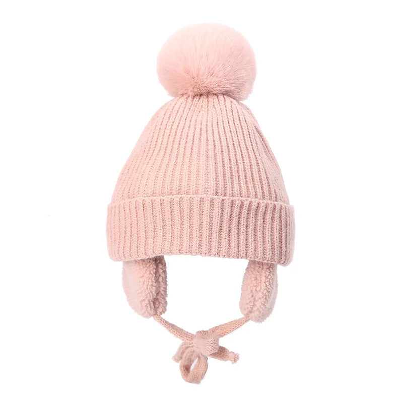 Kids Pompom Earflap Beanie