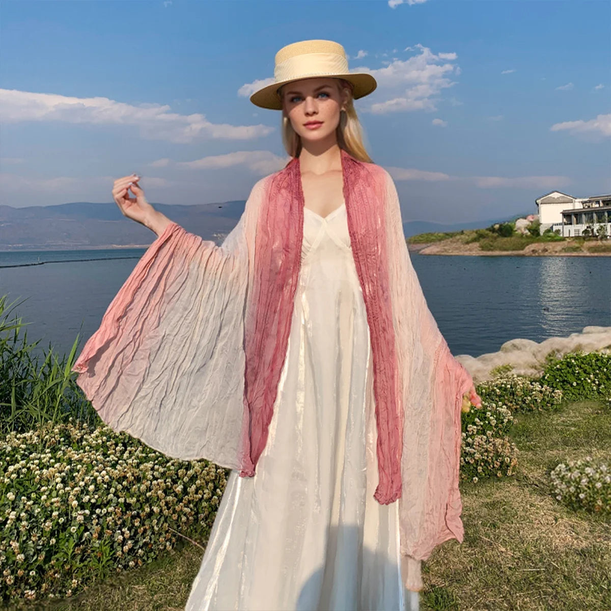 Gradient Linen Travel Scarf
