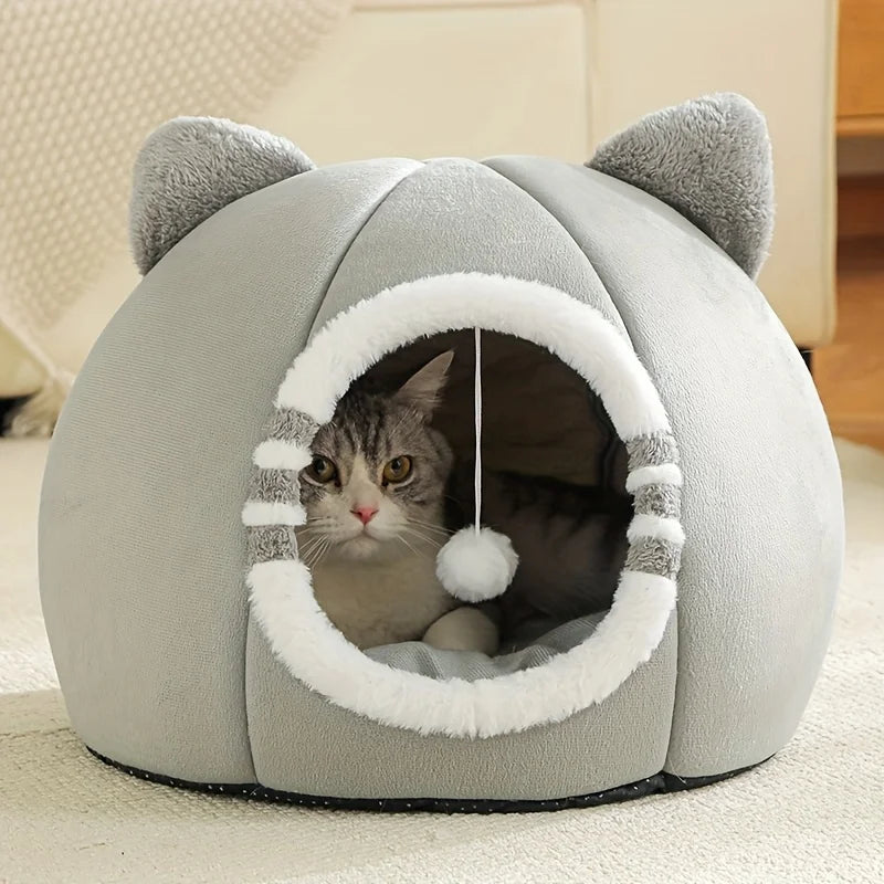 Plush Cat Cave Bed