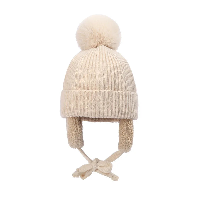 Kids Pompom Earflap Beanie