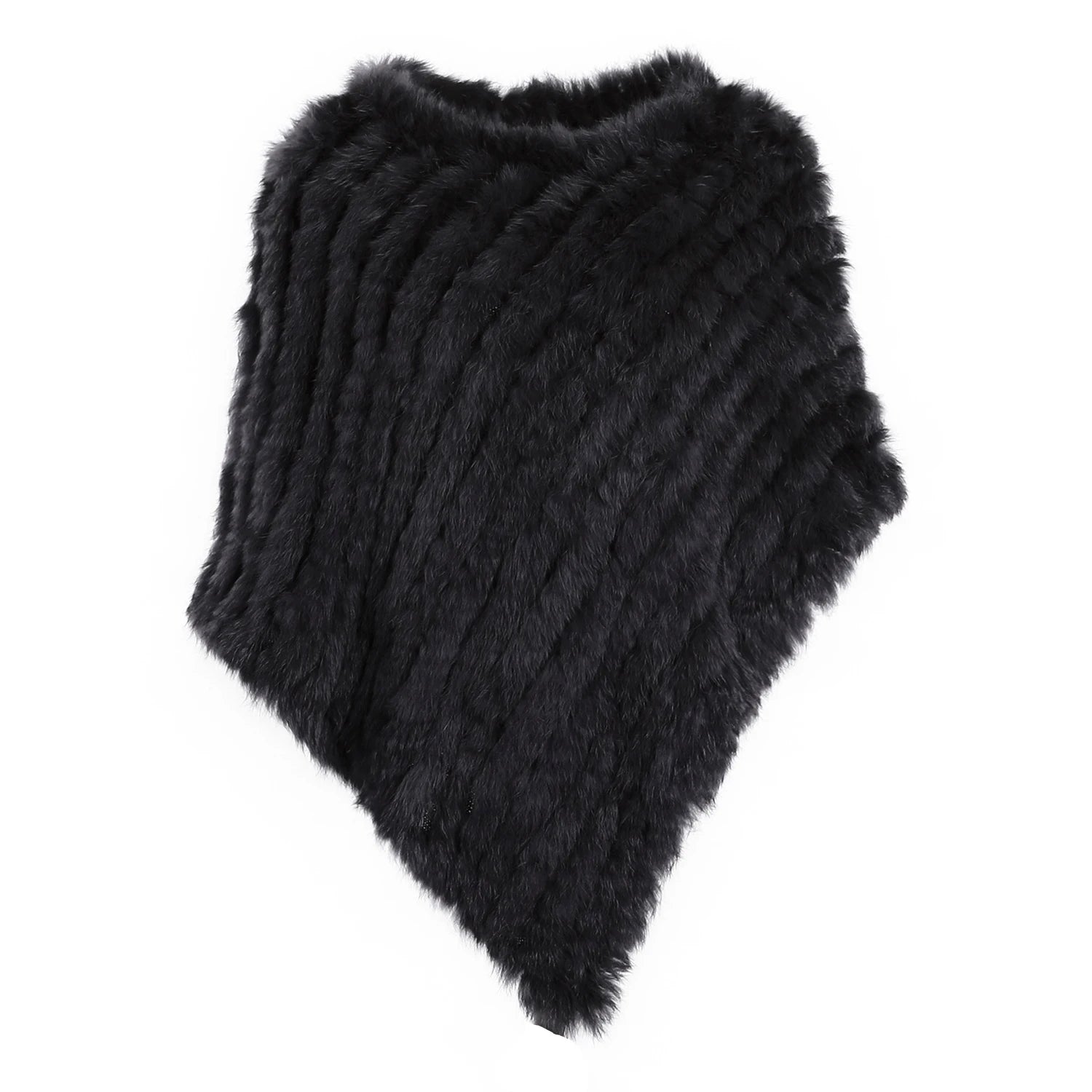 Rabbit Fur Knitted Poncho
