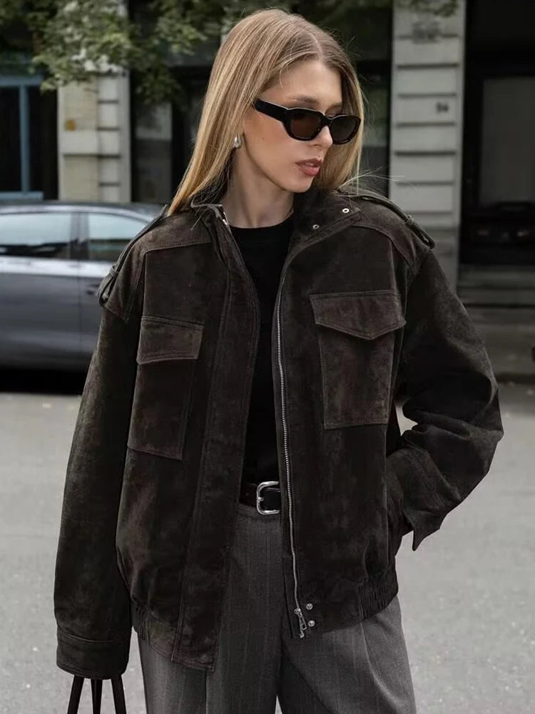Women's Suede Zip Jacket