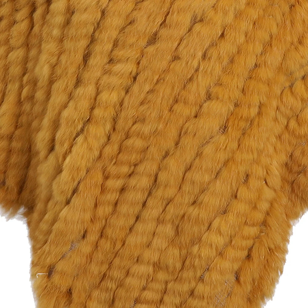 Rabbit Fur Knitted Poncho