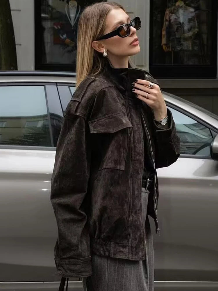 Women's Suede Zip Jacket