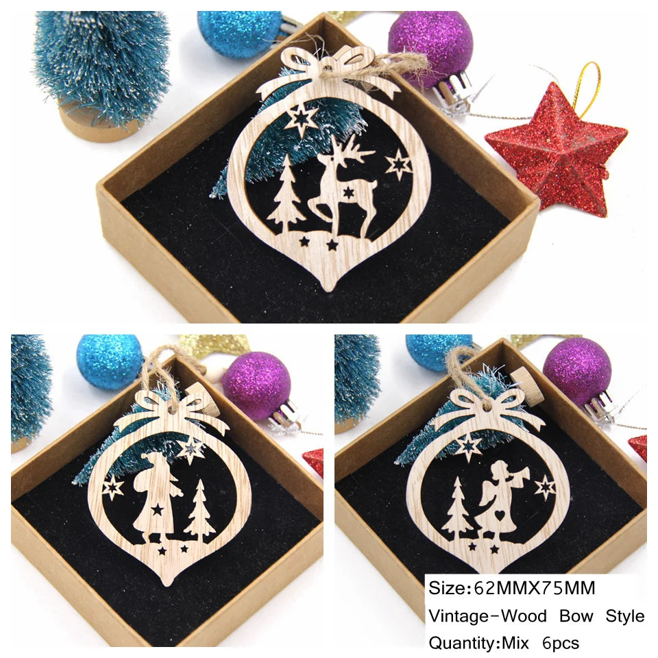 Wooden Christmas Ornament Set