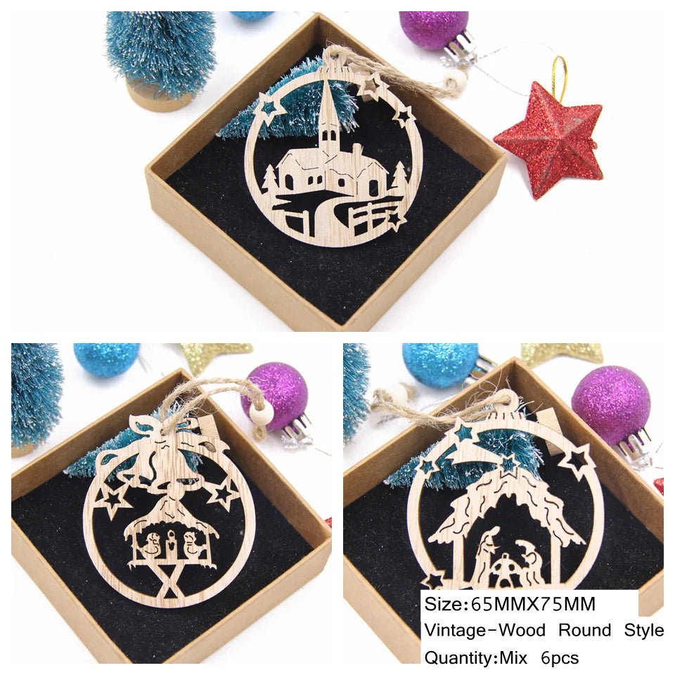 Wooden Christmas Ornament Set