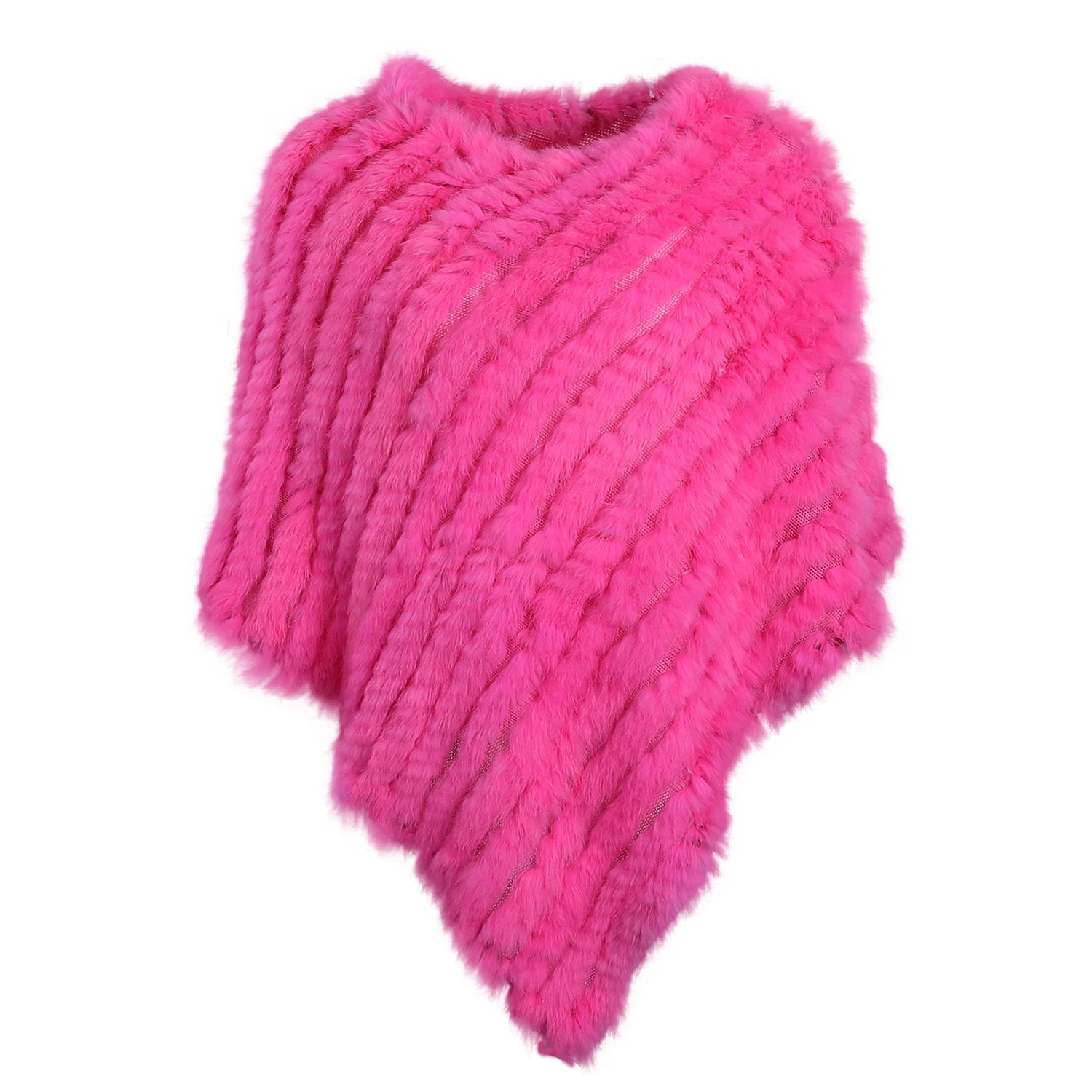 Rabbit Fur Knitted Poncho