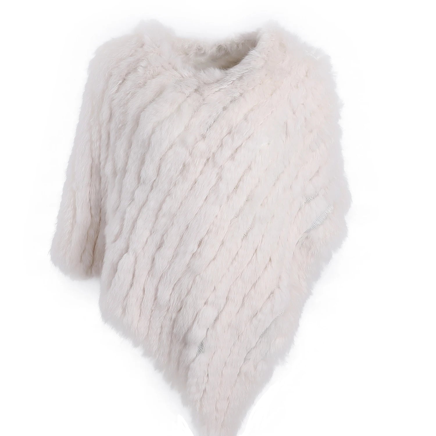 Rabbit Fur Knitted Poncho