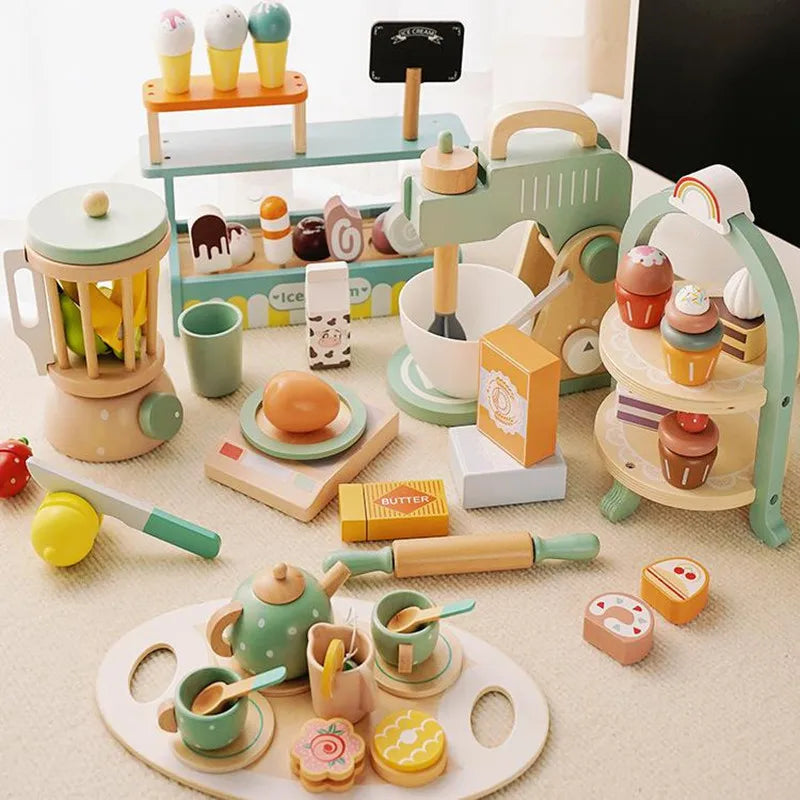 Wooden Play Kitchen Set