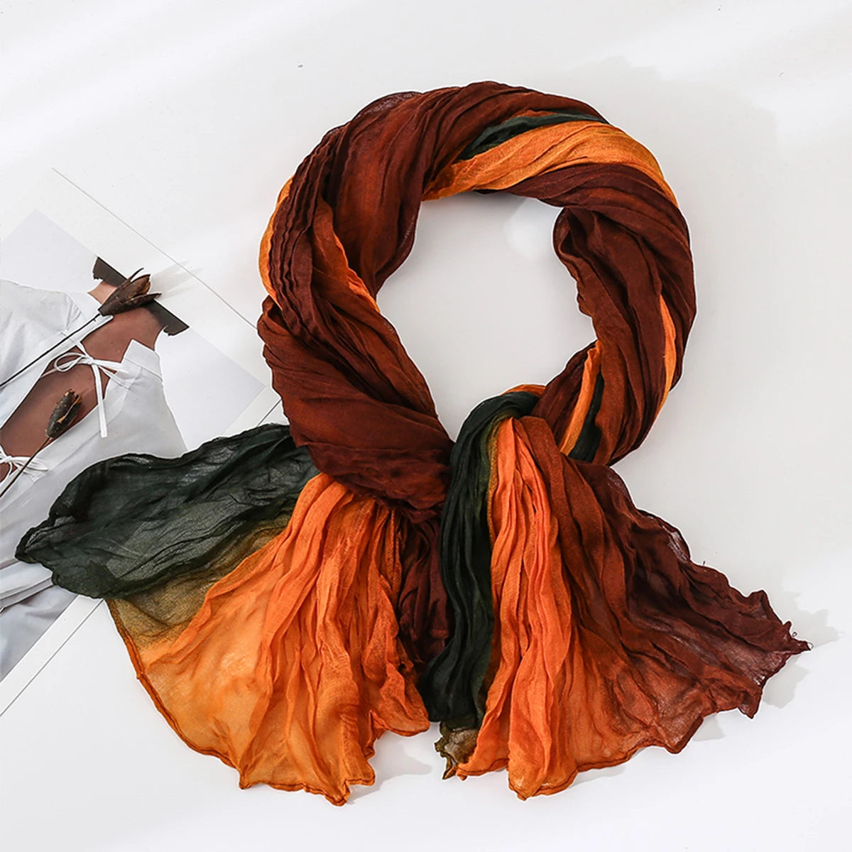 Gradient Linen Travel Scarf