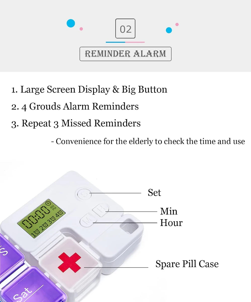 Weekly Pill Organizer With Alarm
