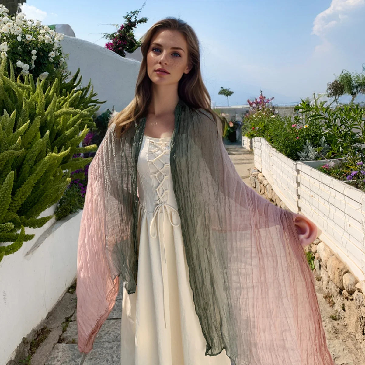 Gradient Linen Travel Scarf
