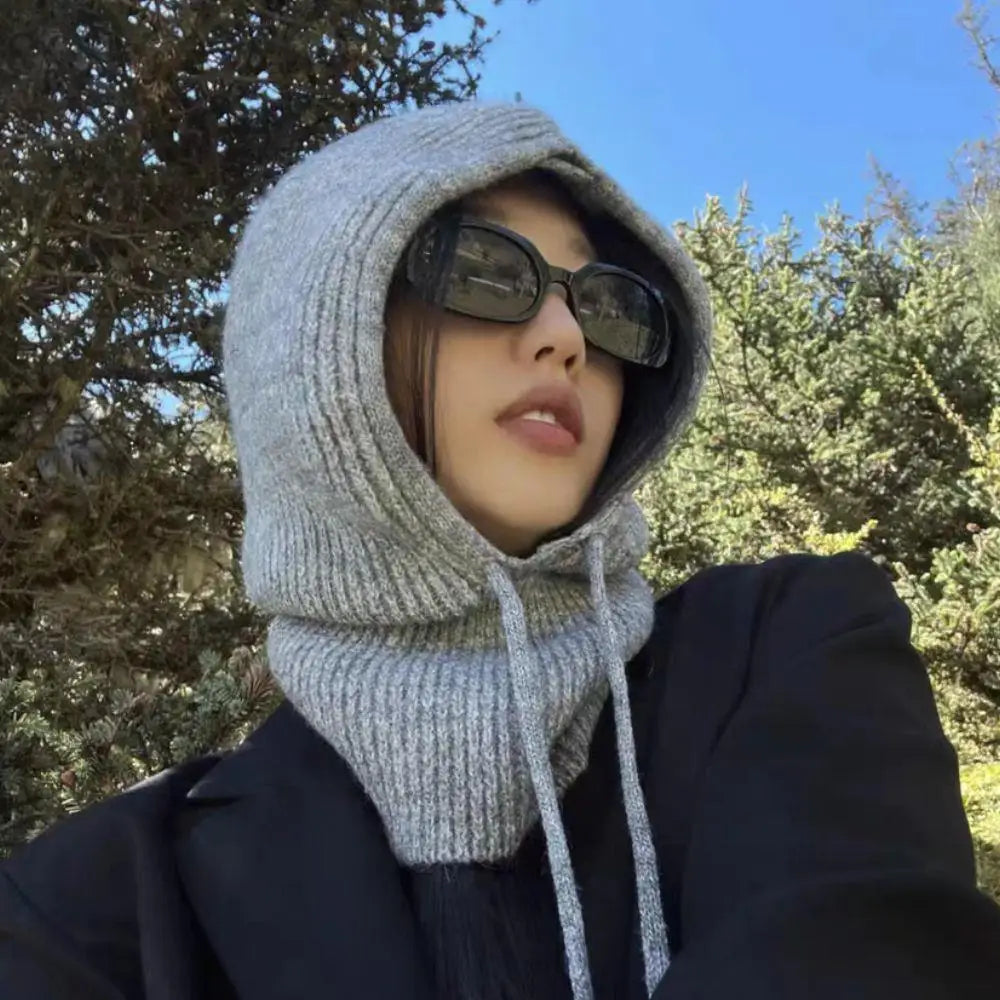 Knitted Balaclava Collar Hat