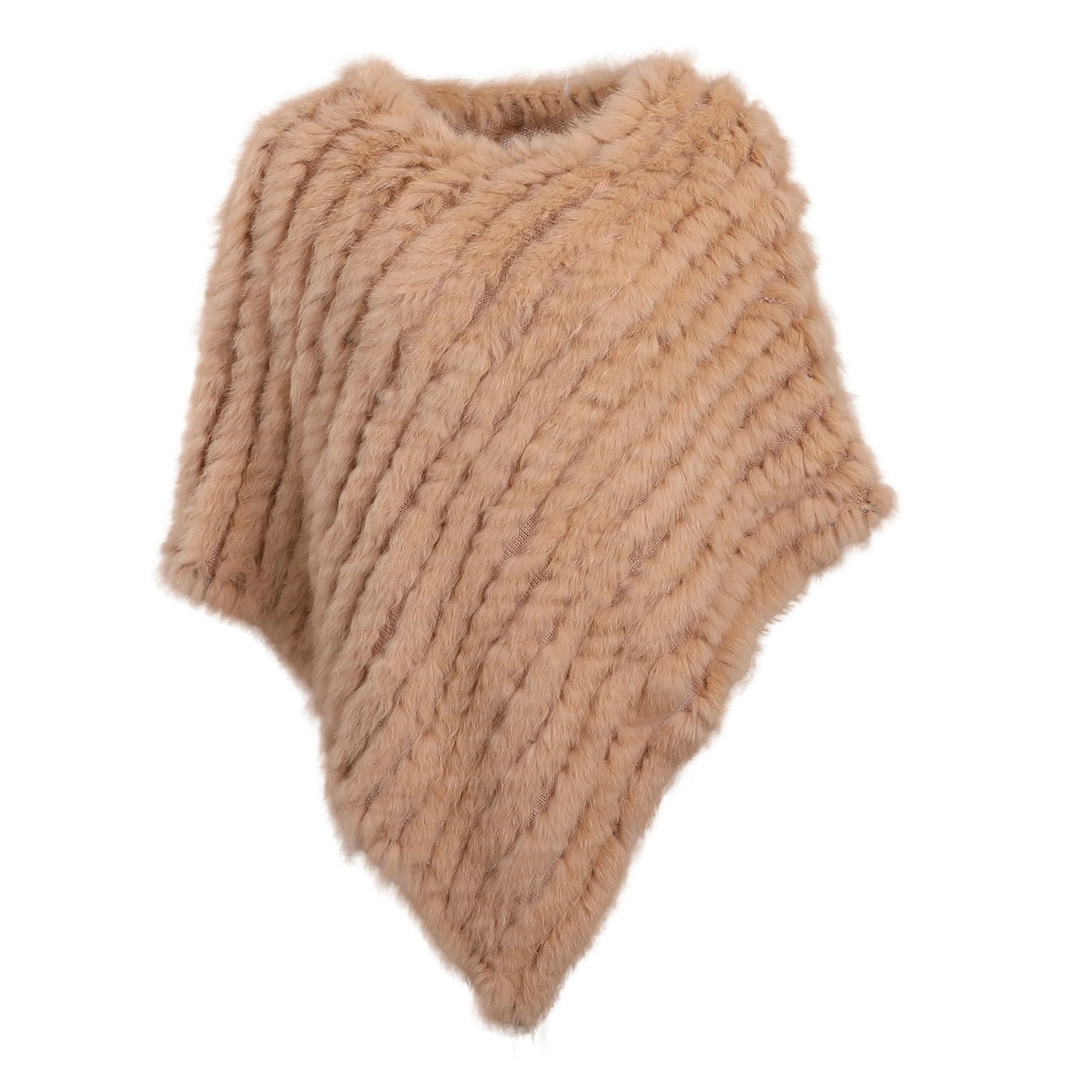 Rabbit Fur Knitted Poncho