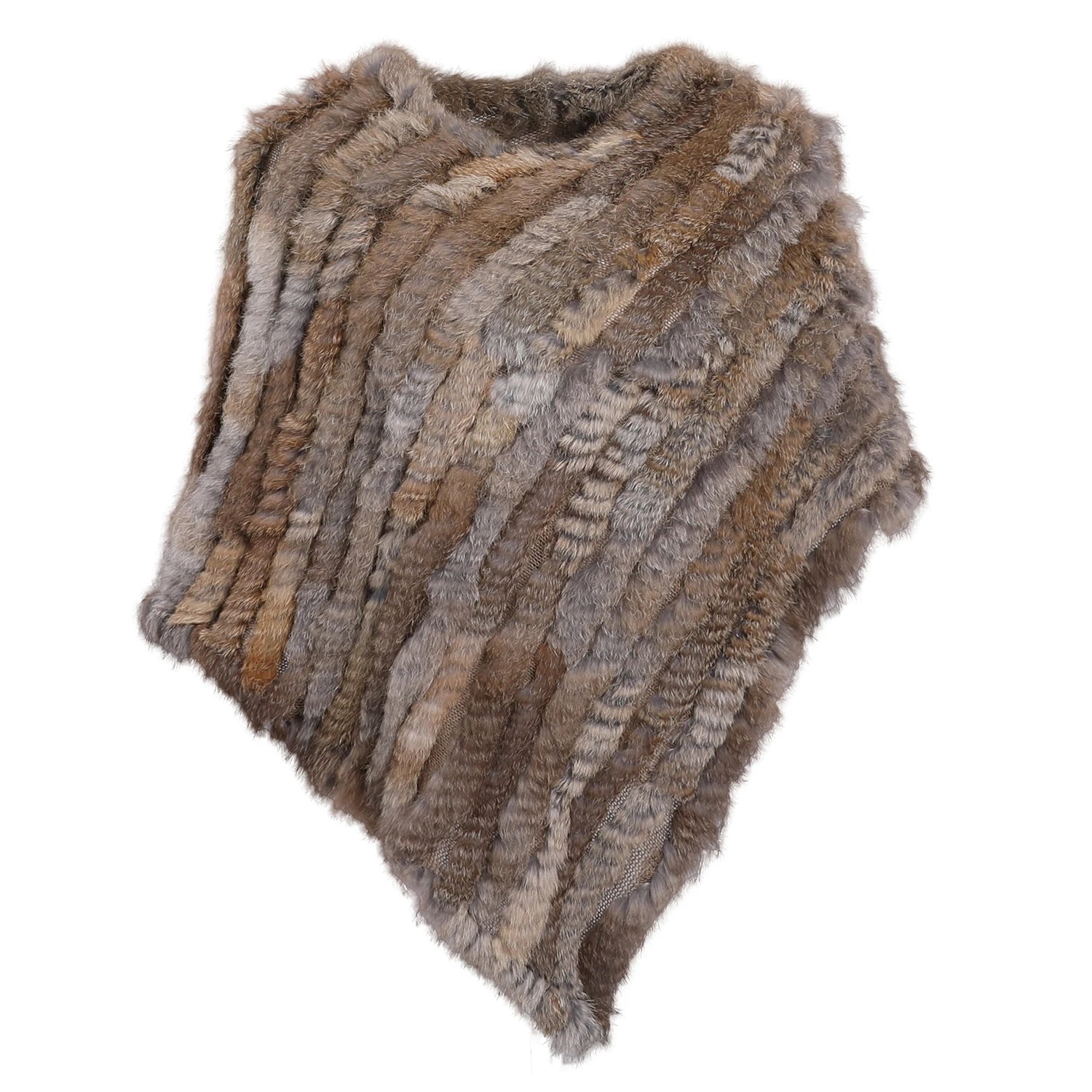 Rabbit Fur Knitted Poncho