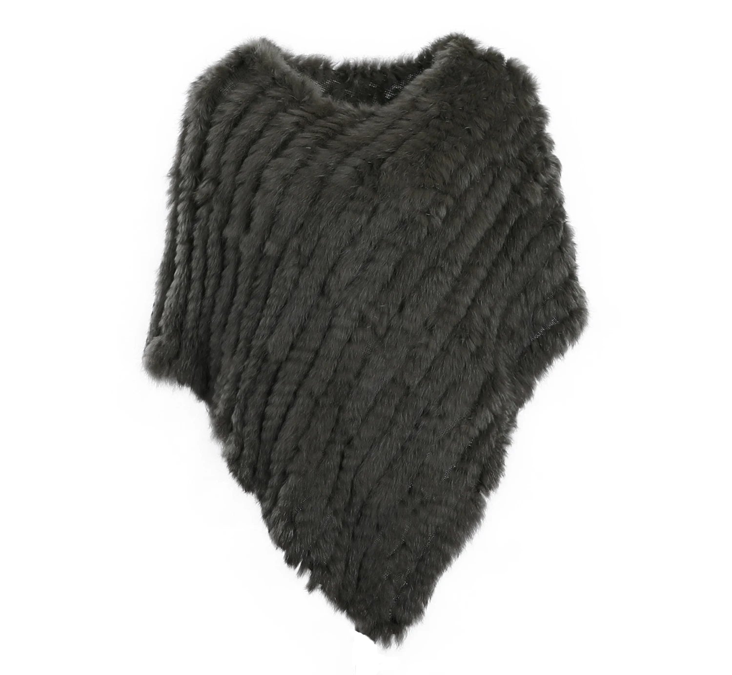 Rabbit Fur Knitted Poncho