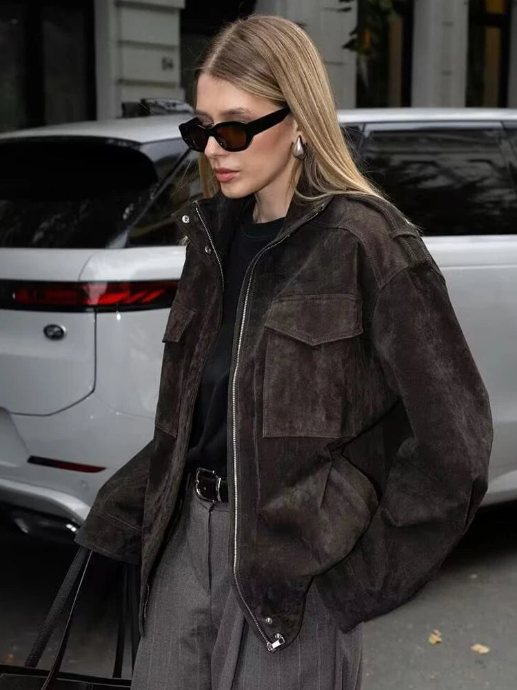 Women's Suede Zip Jacket