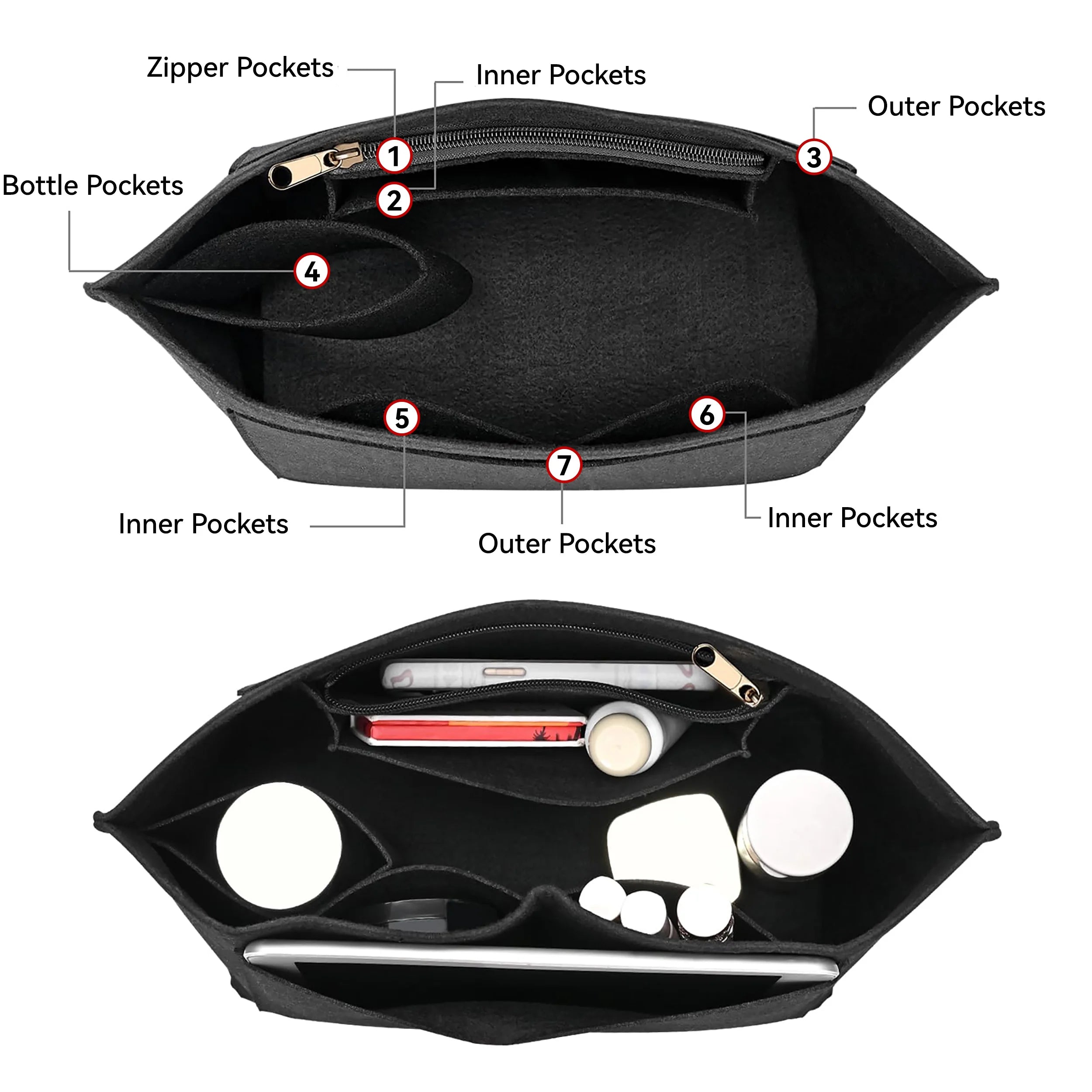 Felt Handbag Organizer Insert