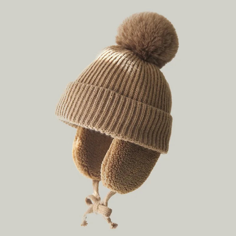 Kids Pompom Earflap Beanie