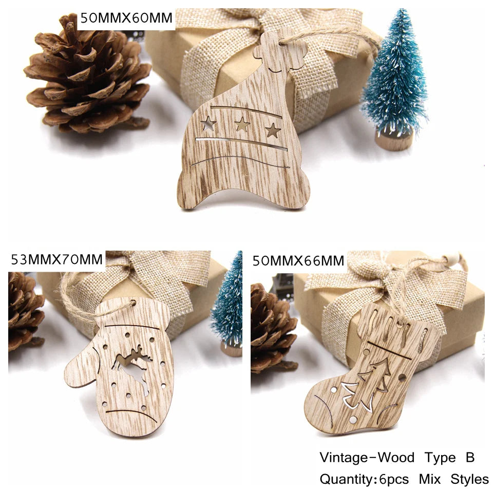 Wooden Christmas Ornament Set