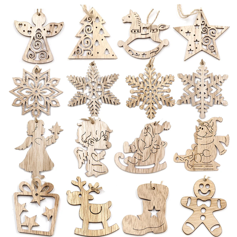 Wooden Christmas Ornament Set