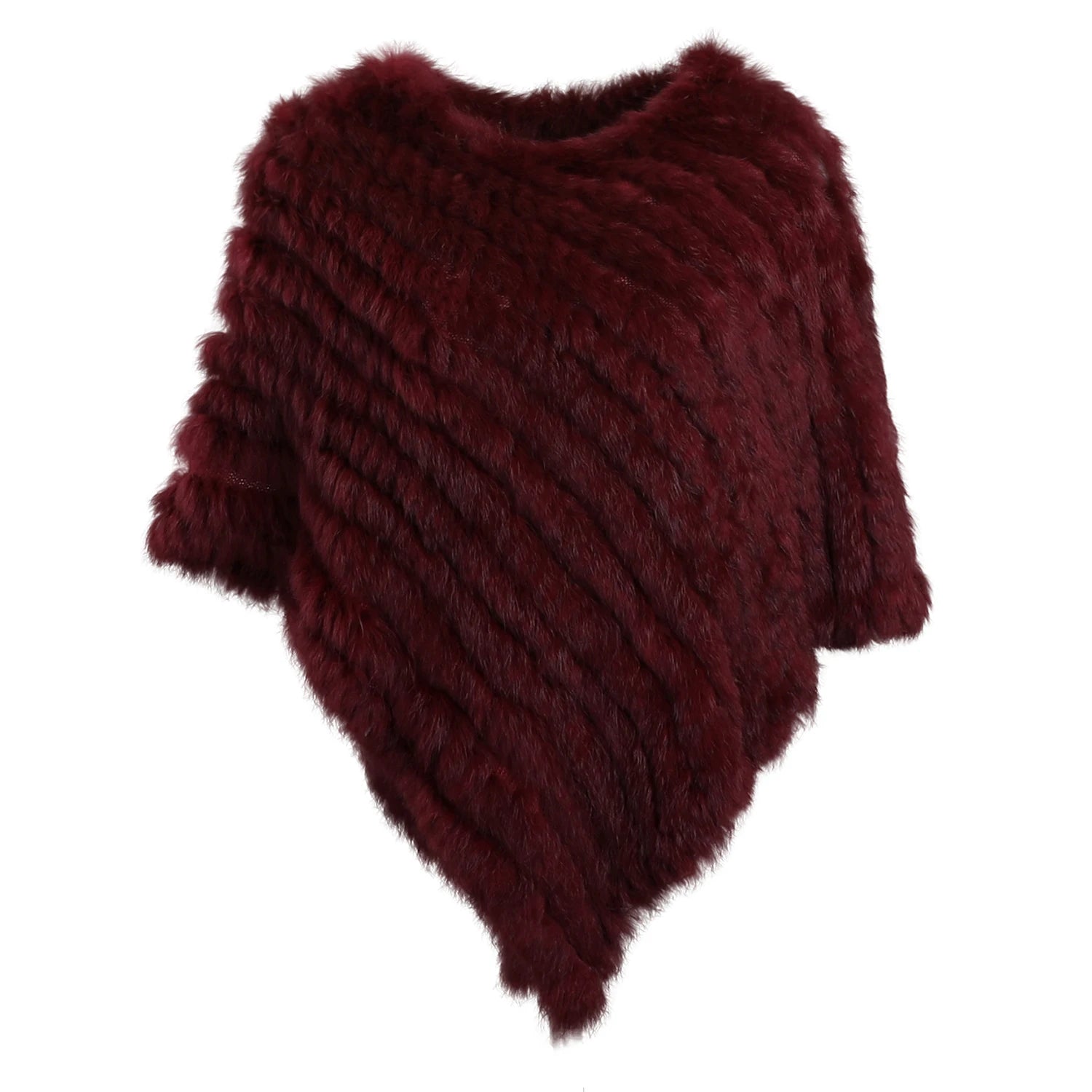 Rabbit Fur Knitted Poncho