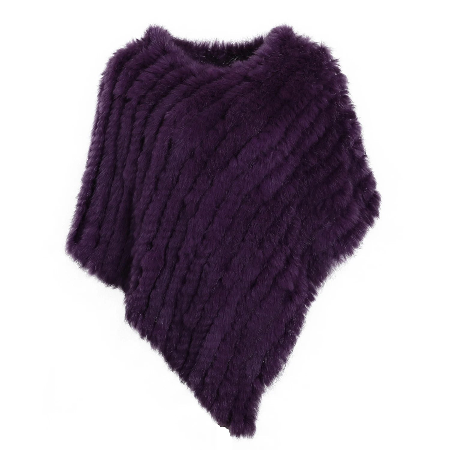 Rabbit Fur Knitted Poncho