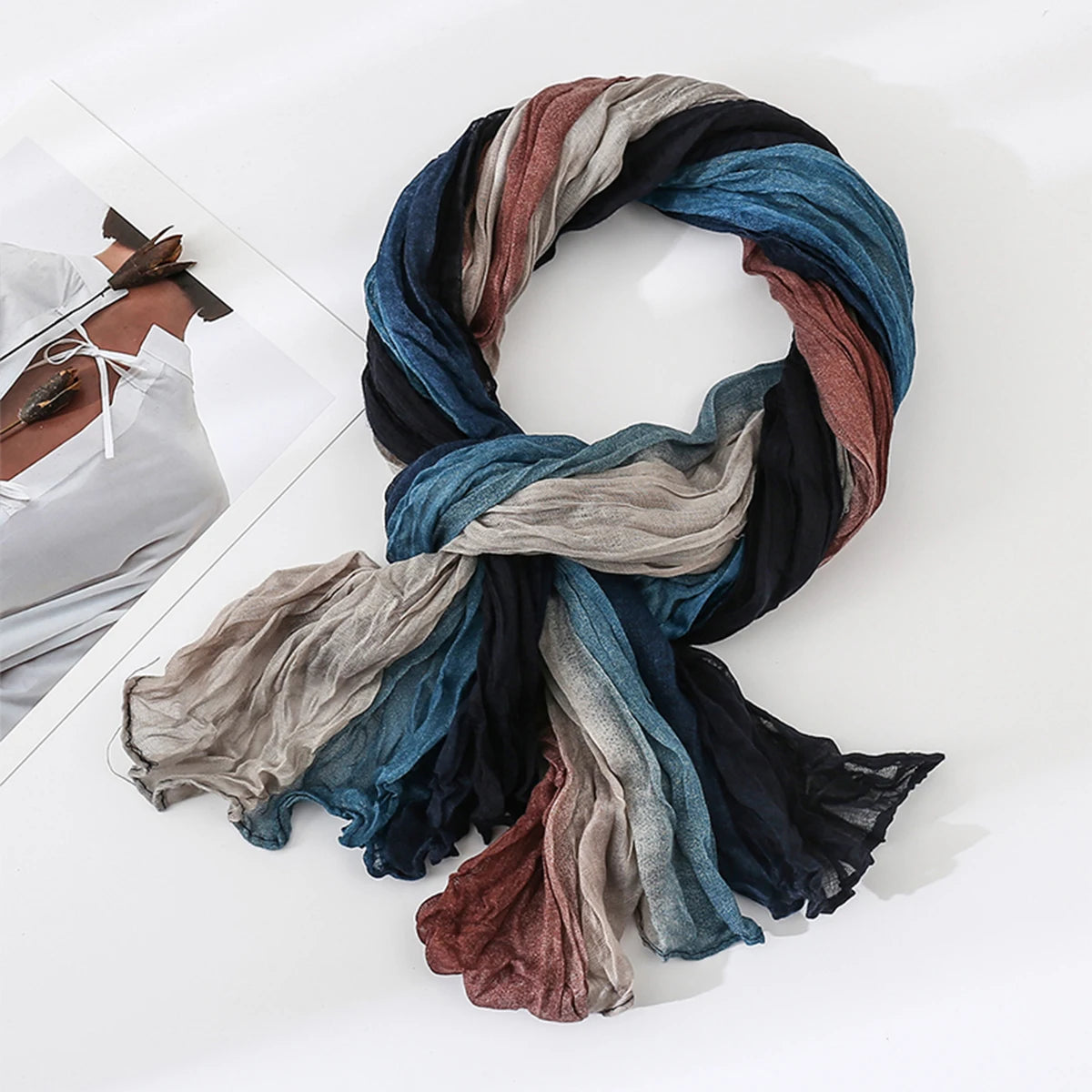 Gradient Linen Travel Scarf