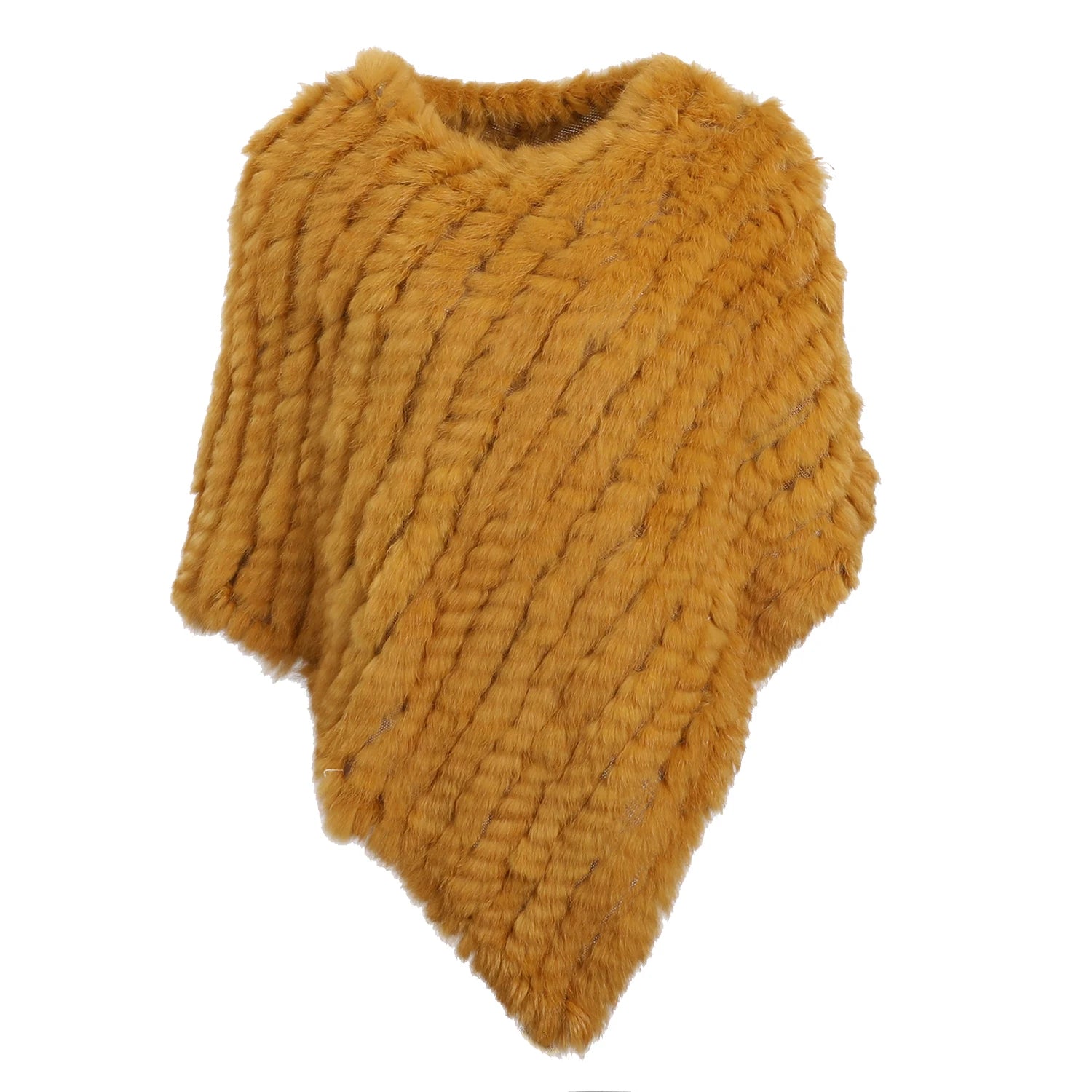 Rabbit Fur Knitted Poncho