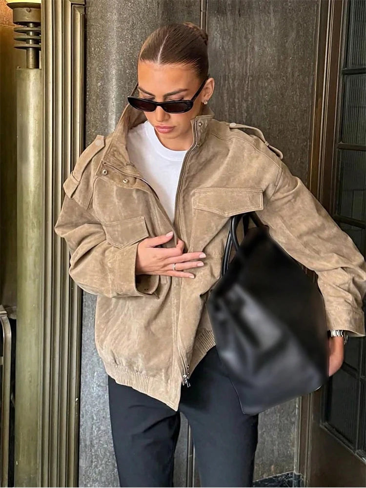 Women's Suede Zip Jacket